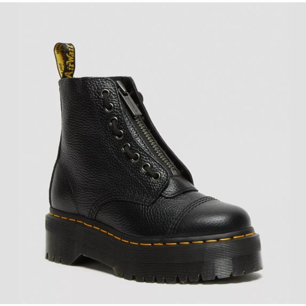Dr. Martens Sinclair Milled Nappa Black Leather Platform Boots Lace Zip Combat